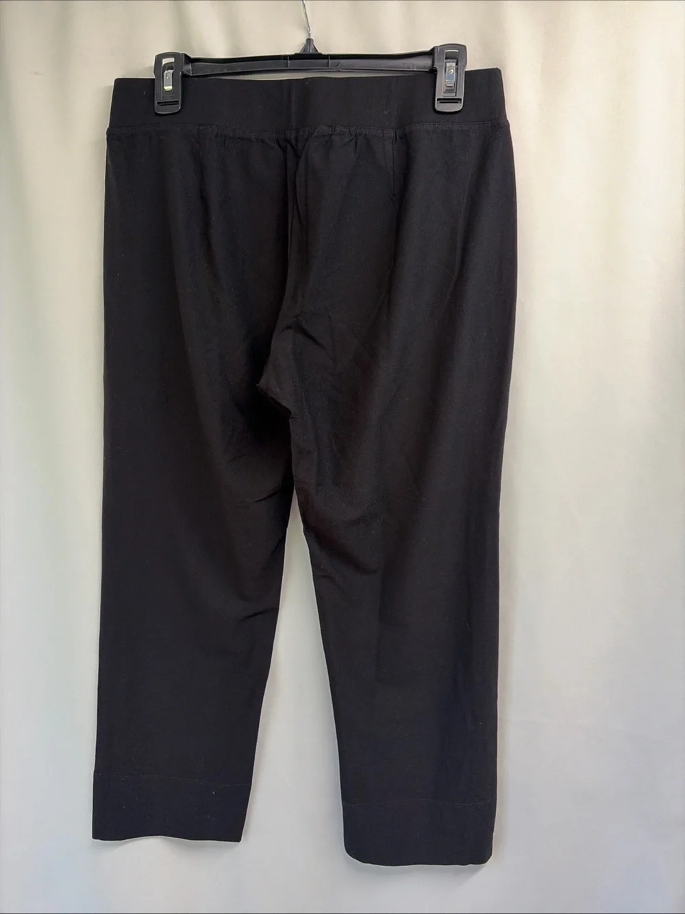 Eileen Fisher Womens Small Black Stretch Crepe Pants Pull On Straight Leg Cutout